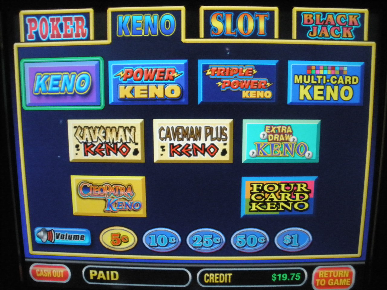 game king keno slot machine for sale