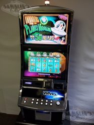 WMS INVADERS FROM THE PLANET MOOLAH BB2 VIDEO SLOT MACHINE WITH DUAL MONITORS 